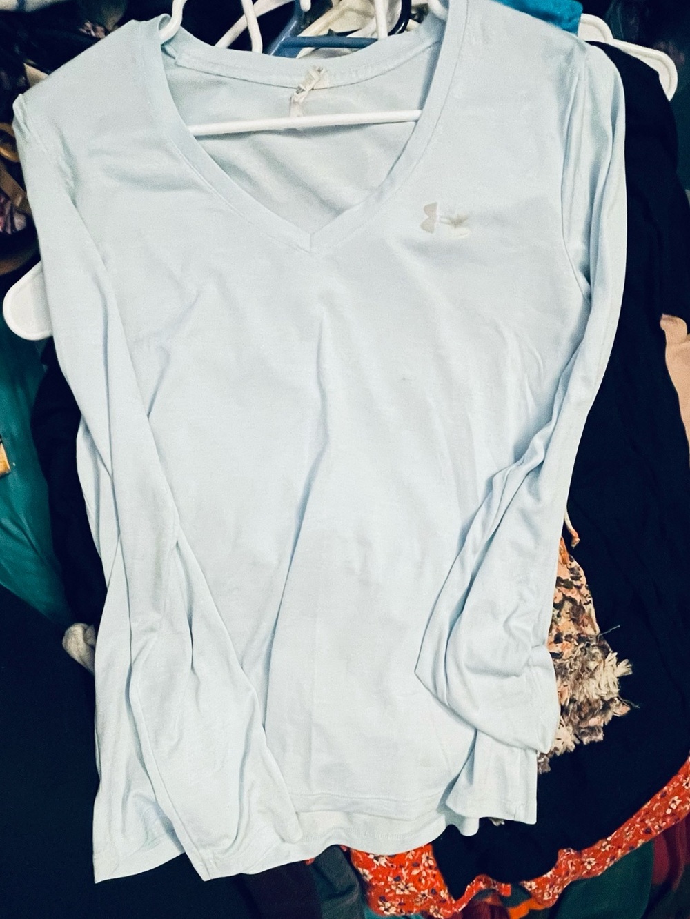 Under Armour Light Blue V-Neck Long Sleeve Tee